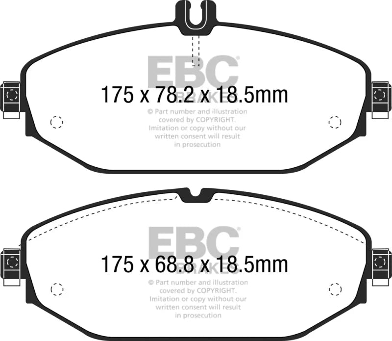 EBC 15+ Mercedes-Benz C300 (W205) 2.0 Turbo Redstuff Front Brake Pads - Main Product View