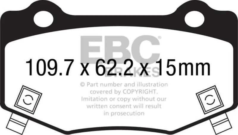 EBC 16+ Cadillac ATS-V 3.6 Twin Turbo Redstuff Rear Brake Pads - Main Product View