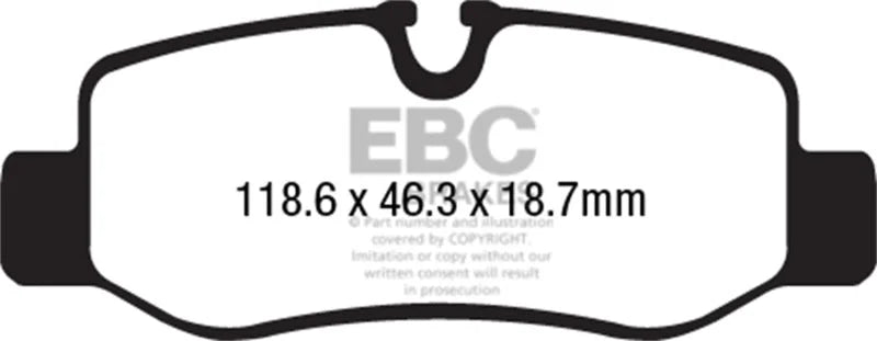 EBC 16+ Mercedes-Benz Commercial Metris Van Ultimax Rear Brake Pads - Side View