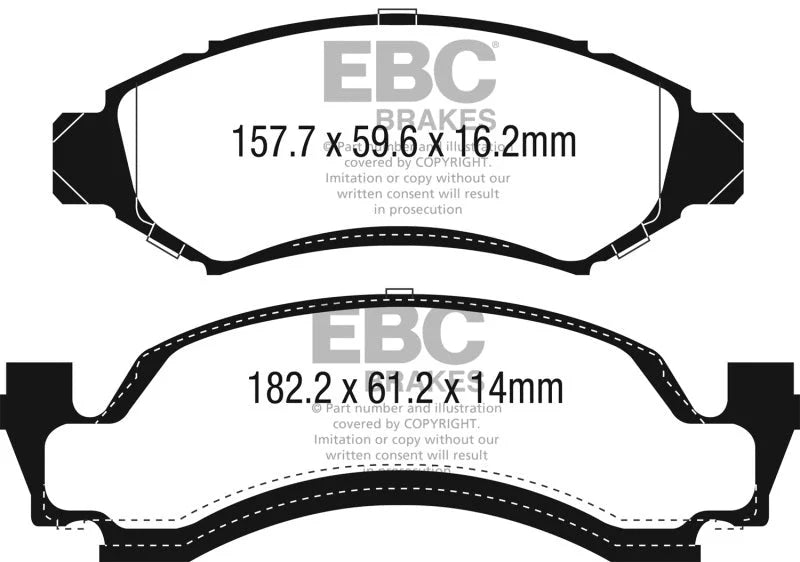 EBC 1974 AMC Ambassador 5.0L Yellowstuff Front Brake Pads - Side View