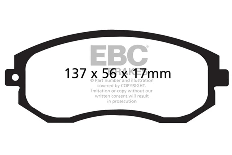 EBC 2012+ Subaru BRZ/FRS/86 2.0L Bluestuff Front Brake Pads - Side View