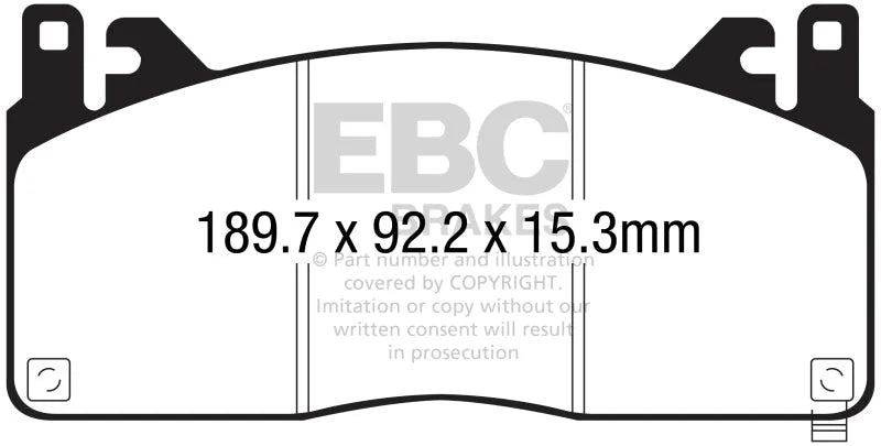 EBC 2015+ Ford Mustang (6th Gen) 5.2L (GT350) Shelby Redstuff Front Brake Pads - Main Product View