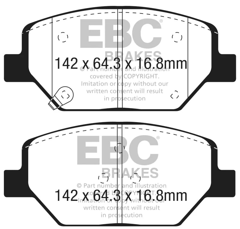 EBC 2016+ Buick Envision 2.0L Turbo Redstuff Front Brake Pads - Main Product View