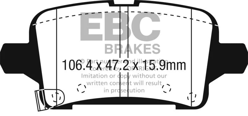 EBC 2016+ Chevrolet Malibu 1.5L Turbo (Elec PB) Greenstuff Rear Brake Pads - Main Product View