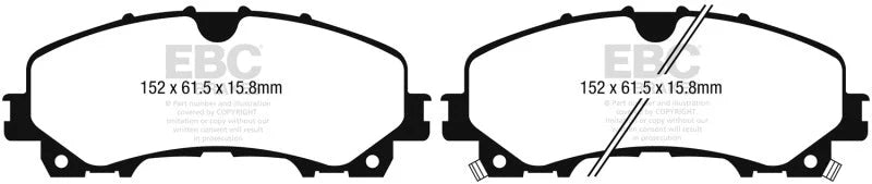 EBC 2016+ Infiniti Q50 2.0T Bluestuff Front Brake Pads - Side View