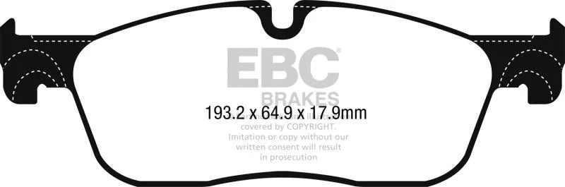 EBC 2016+ Jaguar F-Pace 2.0L TD (180) Yellowstuff Front Brake Pads - Main Product View