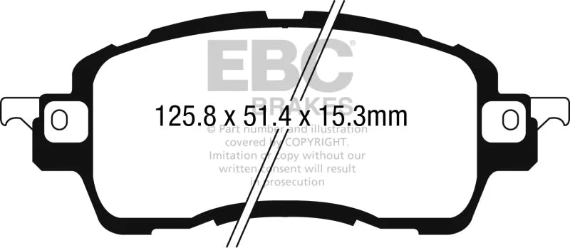 EBC 2016+ Toyota Yaris iA Greenstuff Front Brake Pads - Main Product View