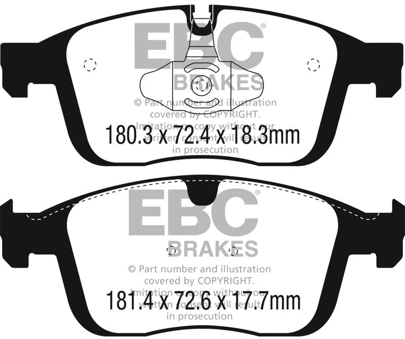 EBC 2016+ Volvo XC60 2.0L Turbo T5 Redstuff Front Brake Pads - Main Product View