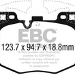 Load image into Gallery viewer, EBC 2017+ BMW 530 2.0L Turbo (G30) Yellowstuff Front Brake Pads - Side View