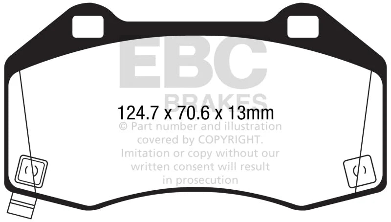 EBC 2017+ Fiat 124 Spider 1.4L Turbo Abarth Redstuff Front Brake Pads - Main Product View
