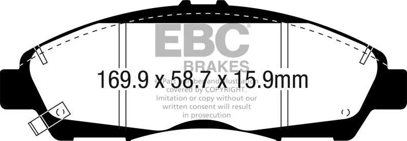 EBC 2017+ GMC Acadia (2nd Gen) 2.5L Yellowstuff Front Brake Pads - Main Product View