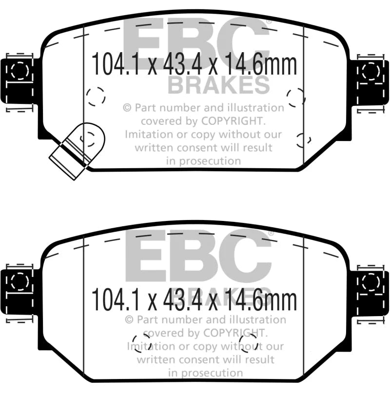 EBC 2017+ Mazda 3 2.0L Yellowstuff Rear Brake Pads - Main Product View