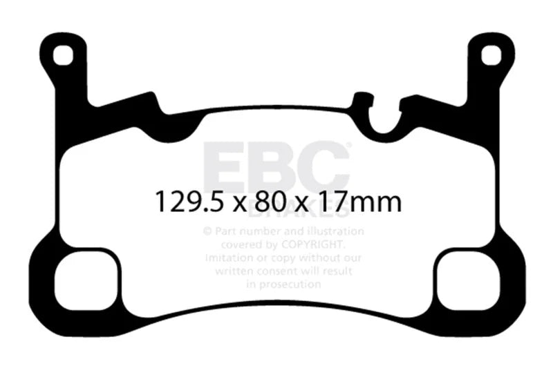 EBC 2018+ Porsche Cayenne (3rd Gen) 3.0L Turbo Yellowstuff Rear Brake Pads - Side View