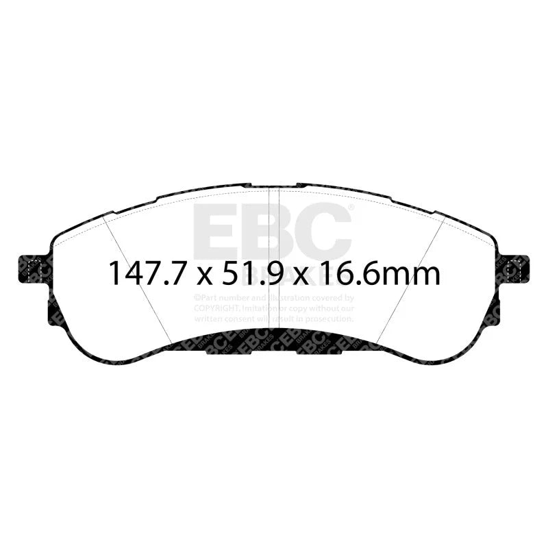 EBC 2019+ Ford Ranger 2WD 2.3T Yellowstuff Rear Brake Pads - Back View