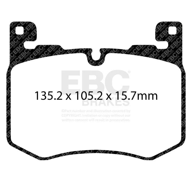 EBC 2019+ Jaguar F-Pace 5.0 Supercharged Bluestuff Front Brake Pads - Side View