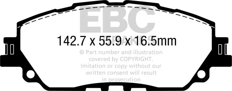 EBC 2019+ Lexus ES300H 2.5L Hybrid Yellowstuff Front Brake Pads - Main Product View