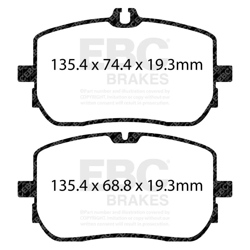 EBC 2019+ Mercedes-Benz A220 Sedan (V177) 2.0L Turbo Yellowstuff Front Brake Pads - Installation View