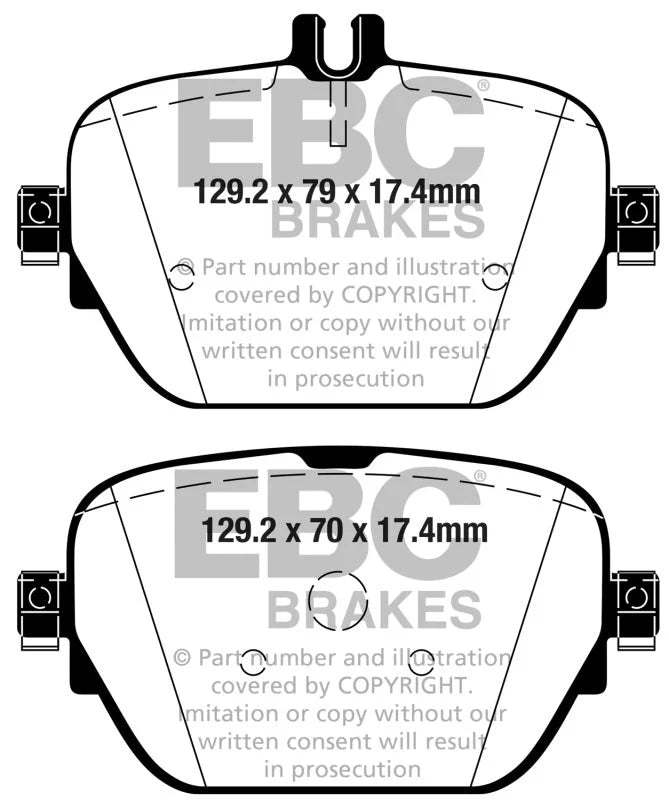 EBC 2019+ Mercedes-Benz CLS53 AMG (C257) 3.0L Turbo Redstuff Rear Brake Pads - Side View