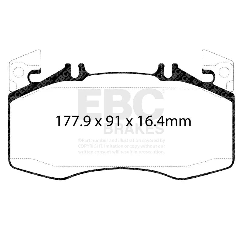 EBC 2020+ Mercedes-Benz CLA45 AMG 2.0T (C118) Yellowstuff Front Brake Pads - Side View