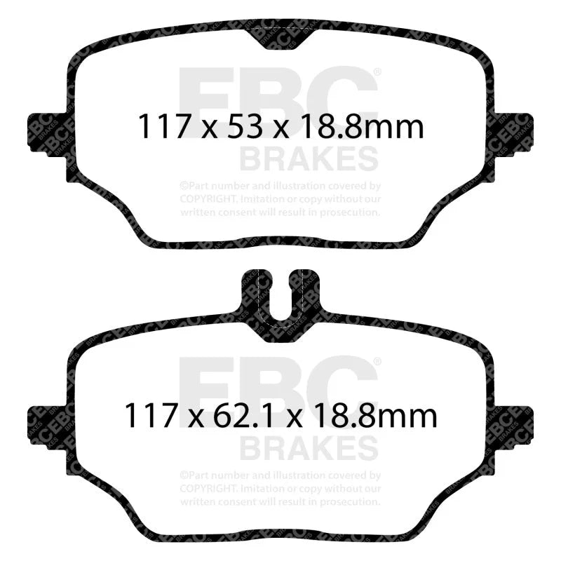 EBC 2020+ Mercedes-Benz GLE350 (SUV W167) 2.0T Greenstuff Rear Brake Pads - Side View