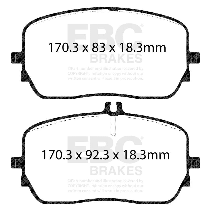 EBC 2020+ Mercedes-Benz GLE450 (W167) 3.0T/Electric Front Yellowstuff Brake Pads - Side View