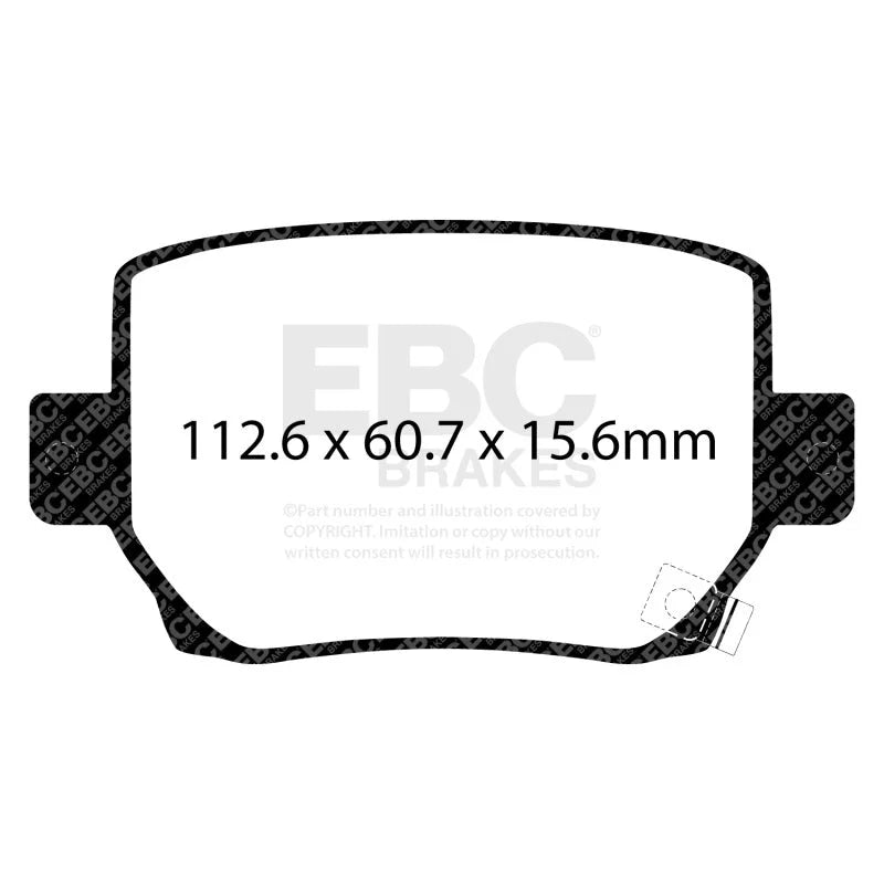 EBC 2020+ Tesla Model Y / 18-22 Tesla Model 3  Yellowstuff Rear Brake Pads - Side View