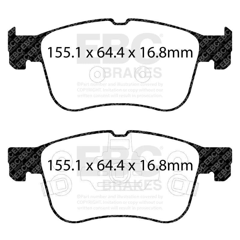 EBC 2021+ Ford Bronco Sport 1.5T Greenstuff Front Brake Pads - Installation View