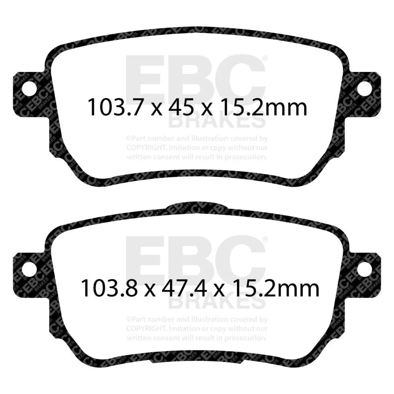EBC 2021+ Nissan Rogue Sport 2.0L Greenstuff Rear Brake Pads - Back View