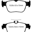 Load image into Gallery viewer, EBC 2022+ Audi A3 2.0T (40) Yellowstuff Rear Brake Pads - Side View