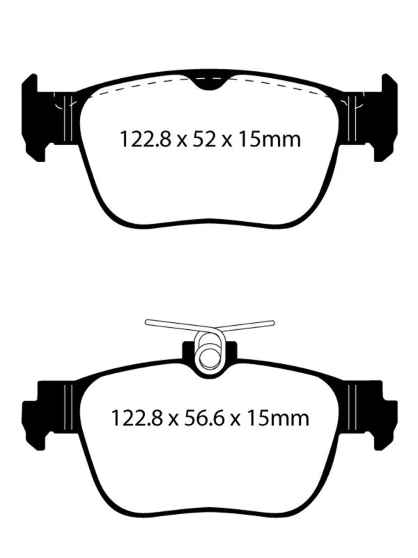 EBC 2022+ Audi A3 2.0T (40) Yellowstuff Rear Brake Pads - Side View
