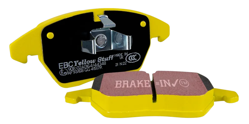 EBC 2023+ Toyota GR Corolla Yellowstuff Front Brake Pads - Side View