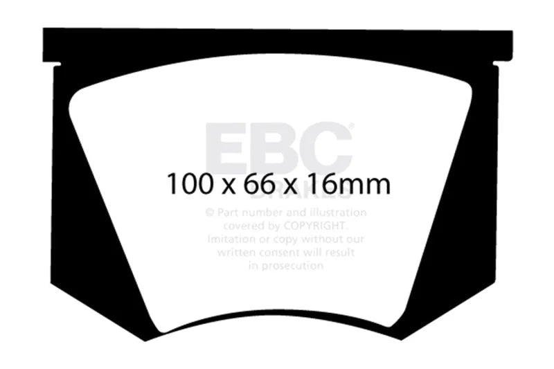 EBC 56-57 Triumph TR3 2.0 Greenstuff Front Brake Pads - Side View