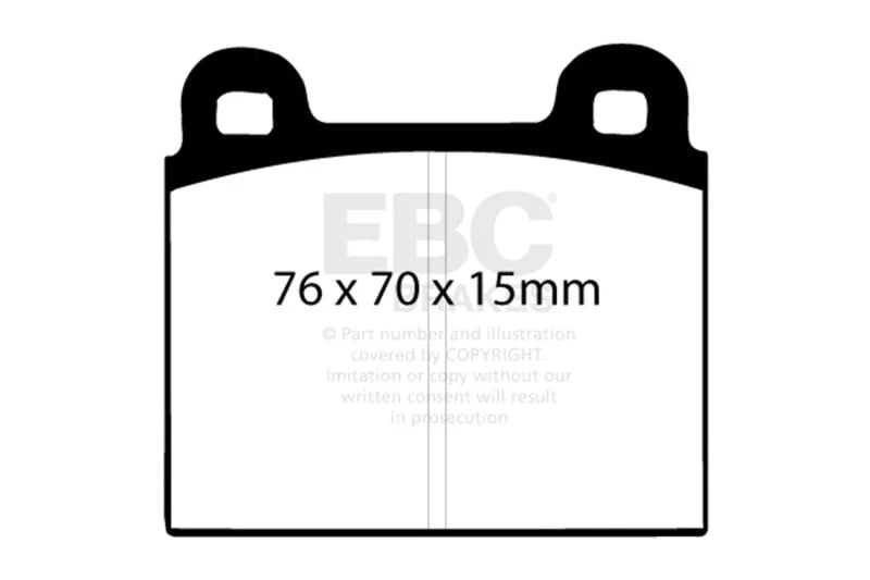 EBC 68-72 Alfa Romeo 1750 1.75 Greenstuff Front Brake Pads - Side View