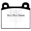 Load image into Gallery viewer, EBC 70-75 Alfa Romeo Montreal 2.6 Redstuff Front Brake Pads - Side View