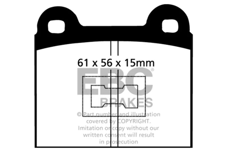 EBC 73-77 Audi Fox 1.5L Ultimax2 Front Brake Pads - Side View