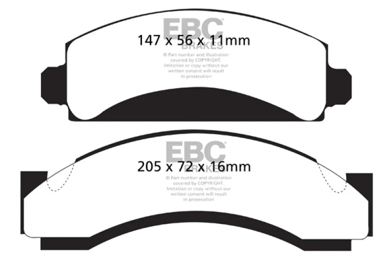 EBC 74-80 Chevrolet C30 (JB8) Yellowstuff Front Brake Pads - Side View