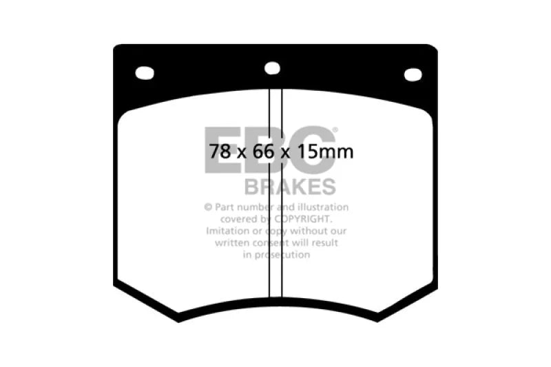 EBC 75-86 Ac 3000 3.0 Yellowstuff Front Brake Pads - Side View