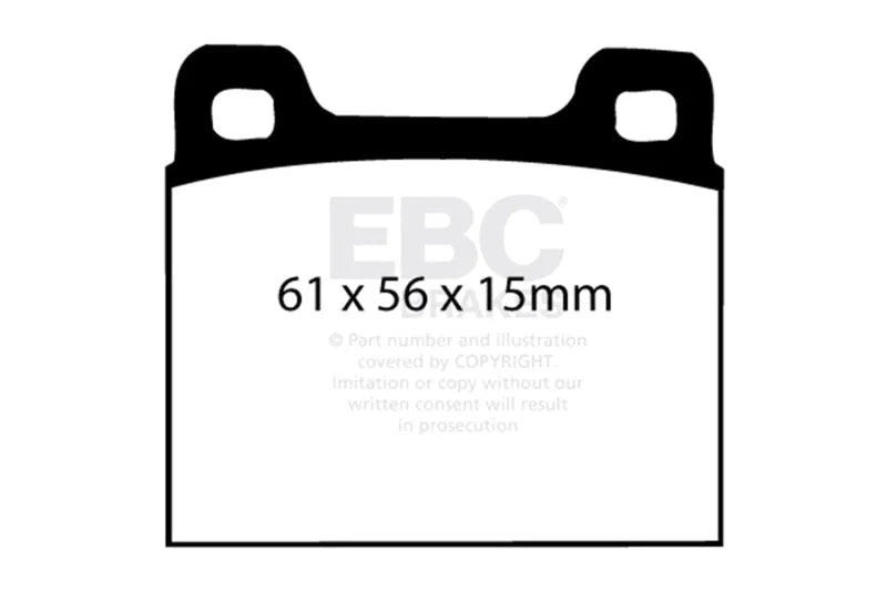 EBC 82-89 Maserati Biturbo 2.5 Twin Turbo Ultimax2 Rear Brake Pads - Side View