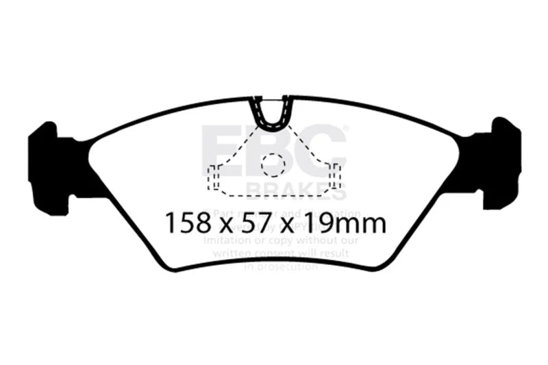 EBC 85-86 BMW 524 TD 2.4 TD (E28) Greenstuff Front Brake Pads - Side View