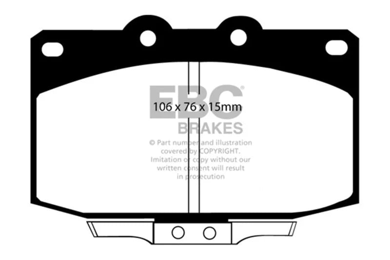 EBC 86-89 Mazda RX7 2.4 (1.3 Rotary)(Vented Rear Rotors) Ultimax2 Front Brake Pads - Side View