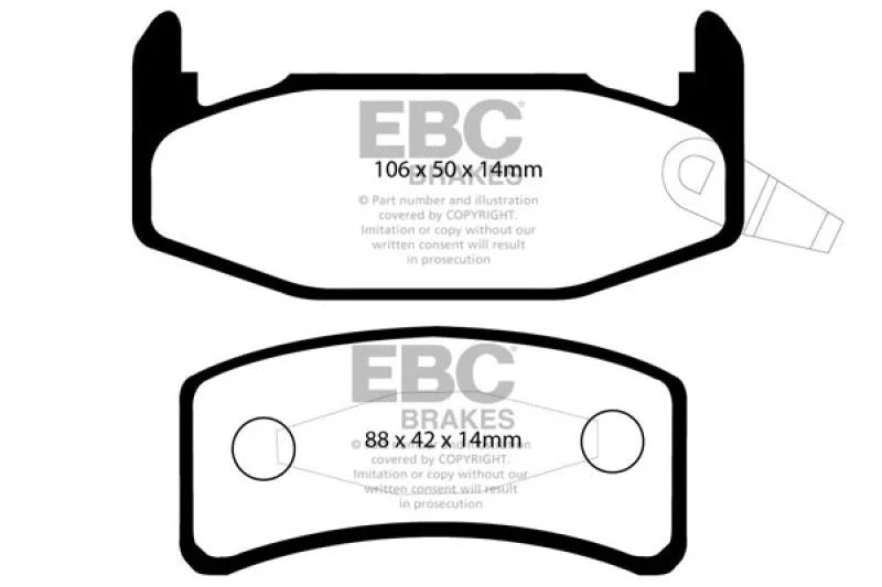 EBC 88-90 Buick Regal 2.8 Ultimax2 Rear Brake Pads - Side View