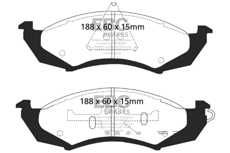 EBC 89-91 Ford Thunderbird 3.8 Redstuff Front Brake Pads - Main Product View