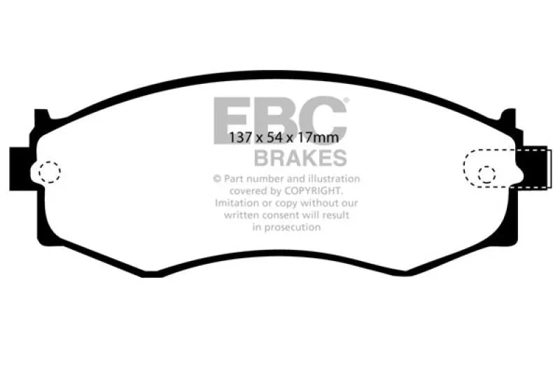 EBC 89-94 Nissan Skyline (R32) 2.0 GTE Bluestuff Front Brake Pads - Side View
