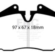 Load image into Gallery viewer, EBC 89-95 Ferrari 348 3.4 Bluestuff Front Brake Pads - Side View