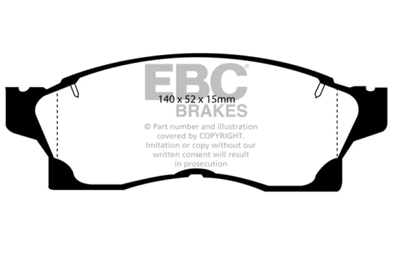 EBC 91-92 Toyota MR2 2.0 Turbo Ultimax2 Front Brake Pads - Side View