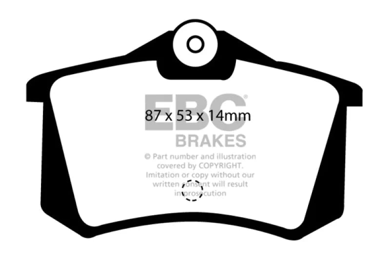 EBC 91-93 Lancia Delta Integrale 2.0L Turbo HF Evo 1 Yellowstuff Rear Brake Pads - Side View