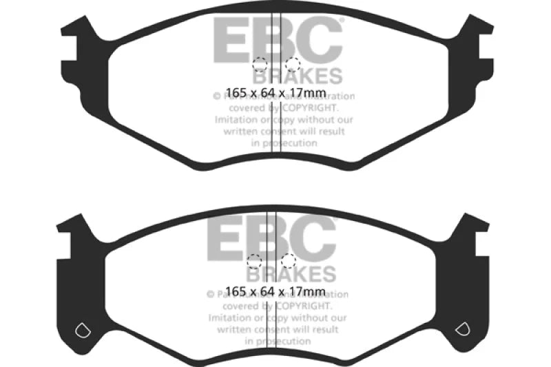 EBC 91-95 Chrysler LeBaron 2.5 (15in Wheels) Ultimax2 Front Brake Pads - Side View
