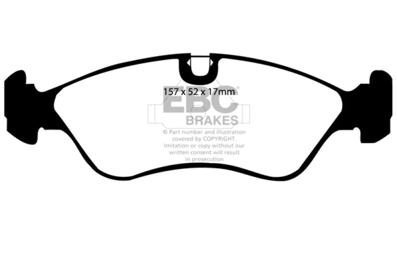 EBC 91-95 Opel Astra 2.0 Redstuff Front Brake Pads - Side View