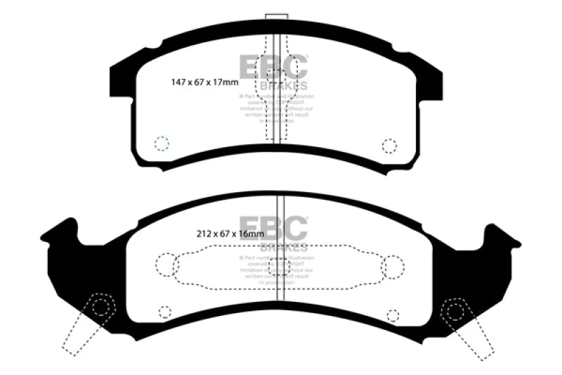 EBC 92-93 Buick Le Sabre (FWD) 3.8 Redstuff Front Brake Pads - Main Product View