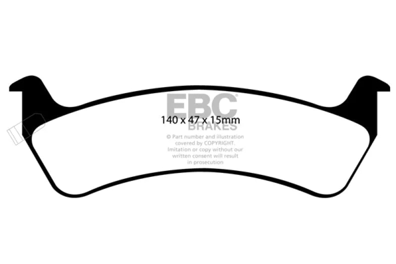 EBC 92-94 Jeep Grand Cherokee 4.0 Yellowstuff Rear Brake Pads - Side View